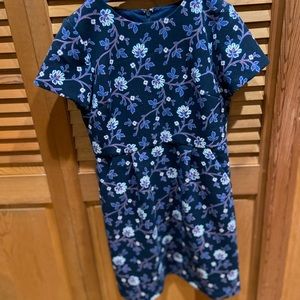 Blue and purple floral dress. Heavy material - winter dress.